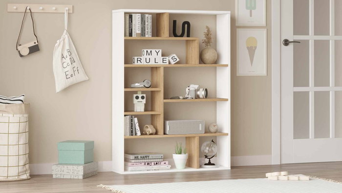 Hanah Home Kee1-Sw Estantería Natural y Blanco
